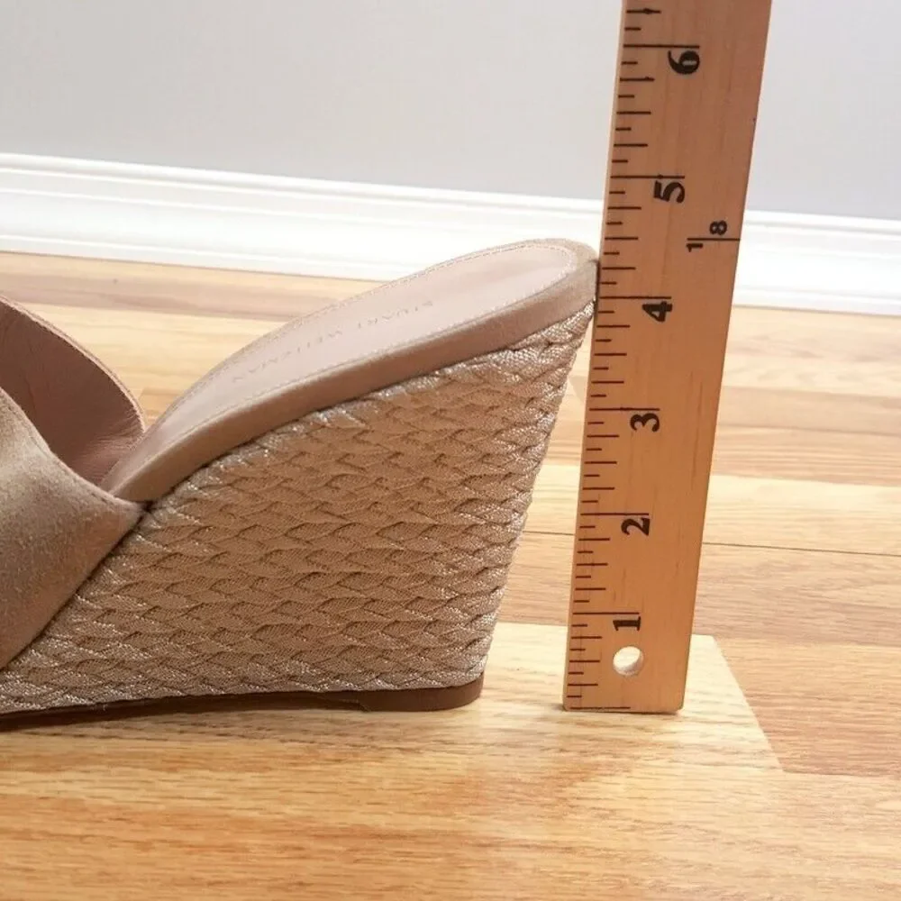 STUART WEITZMAN Womens Sandals Size 10 Tan Suede Wedge Slide Wicker SLIDEWALK